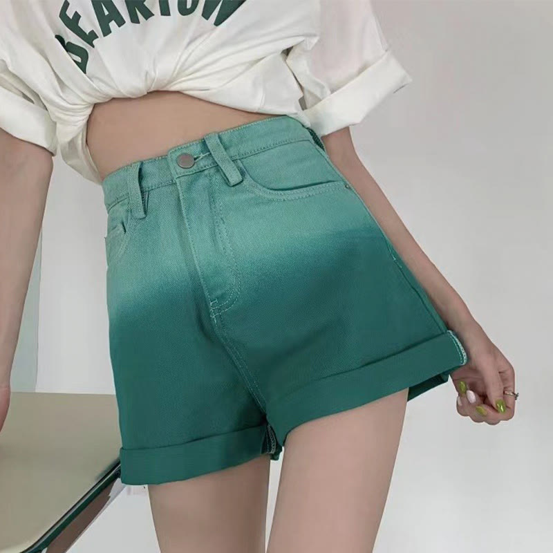 Gradient Pockets Denim Casual Shorts - image 1