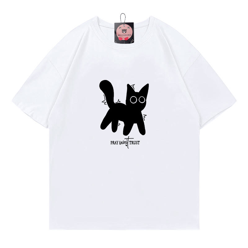 Kitty Letter Print 100% Cotton Modakawa T-shirt - White - 5XL - image 2