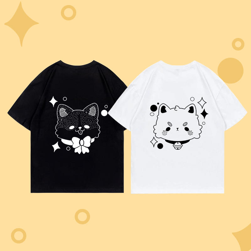 Girlfriend Boyfriend Kitty Print 100% Cotton Modakawa T-shirt - image 1