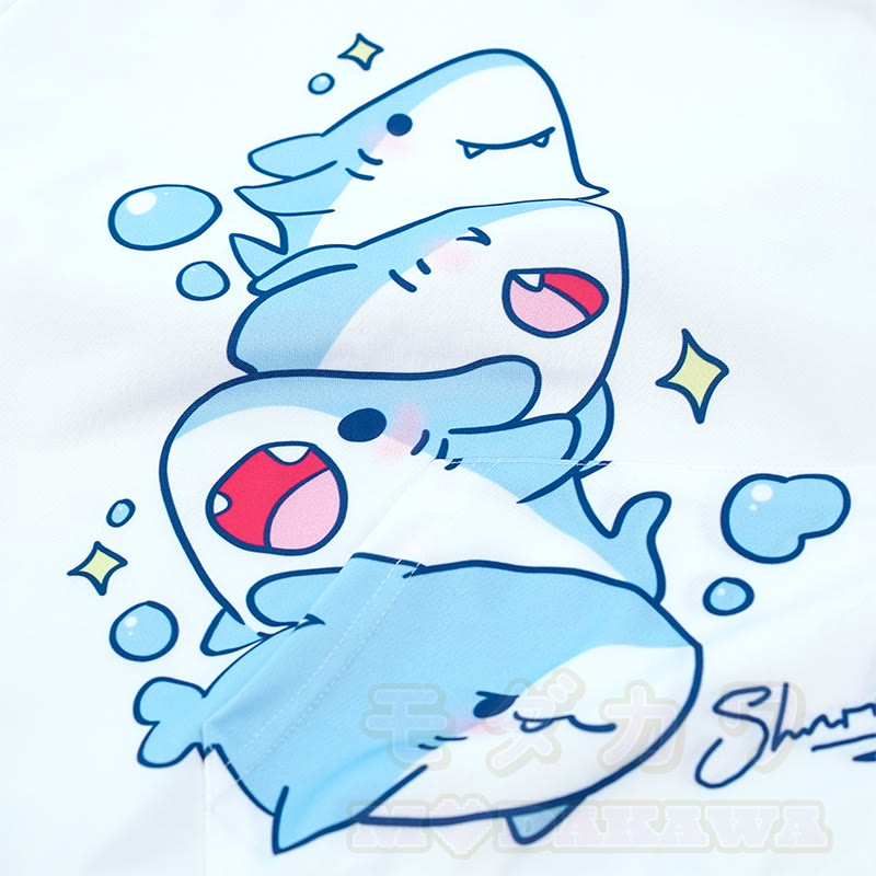 Modakawa Shark Letter Print Loose Hoodie - image 2