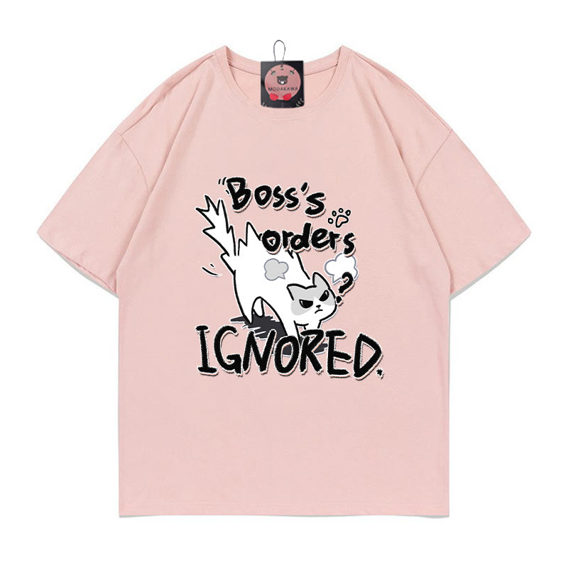 BOSS'S ORDERS IGNORED Angry Kitty Print 100% Cotton Modakawa T-shirt - Pink - 5XL - image 2