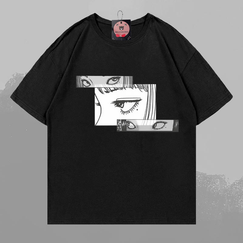 Character Print 100% Cotton Modakawa T-shirt - Black - 5XL - image 1