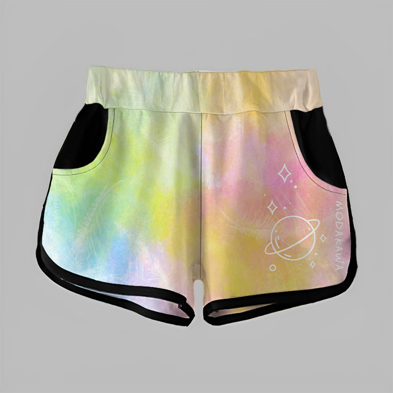  Gradient Planet Print Modakawa Shorts - Multicolor - 5XL - image 2