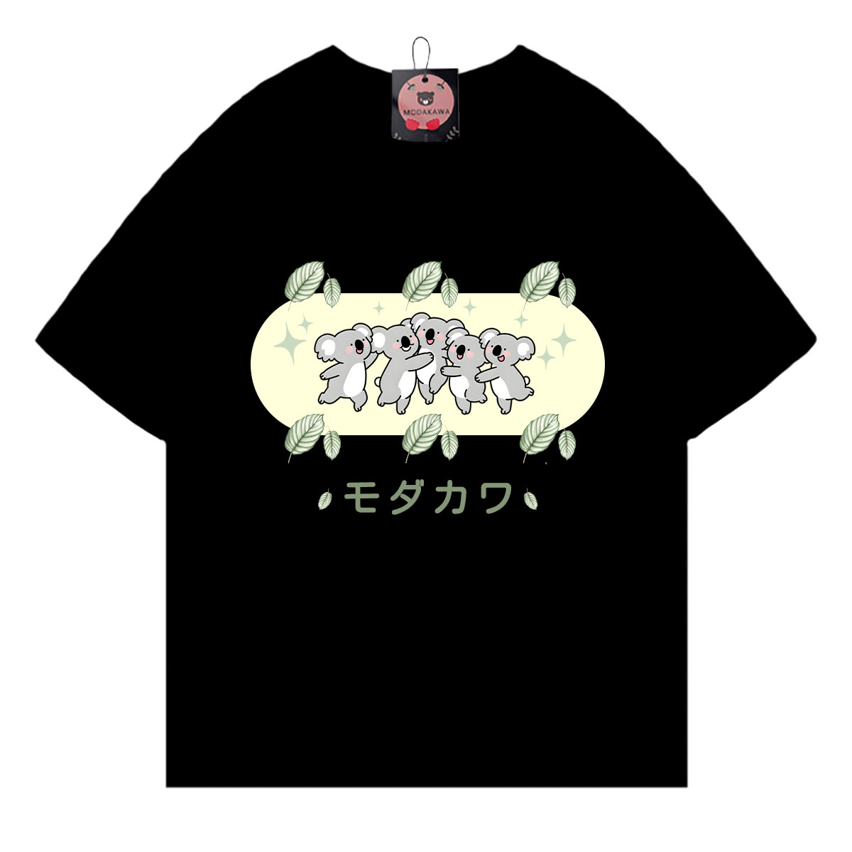Koala Letter Print Modakawa T-shirt - Black - 5XL - image 3