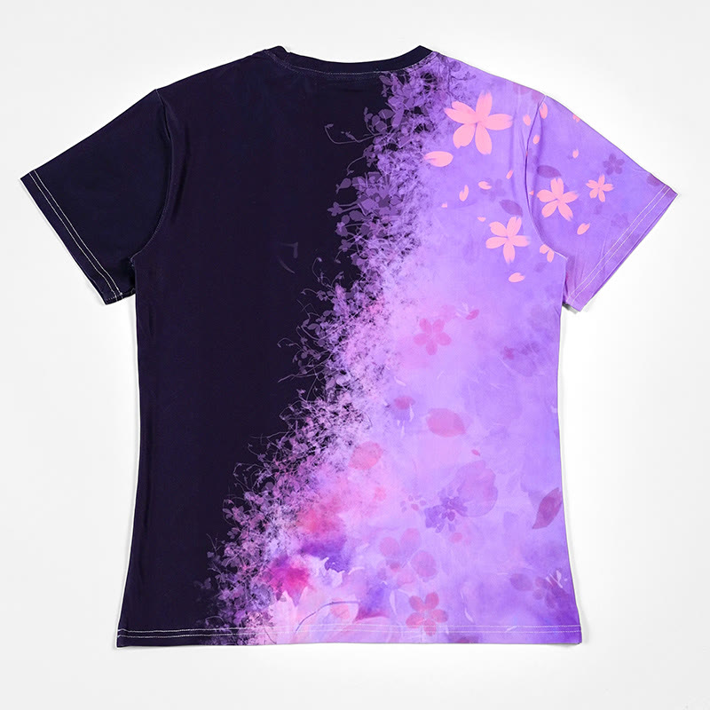 Sakura Gradient Letter Print Modakawa T-shirt - image 2