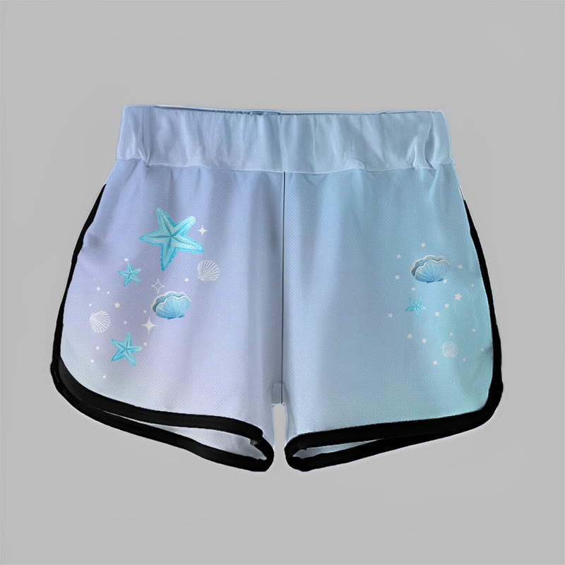 Modakawa Gradient Starfish Shell Print Casual Shorts - image 2