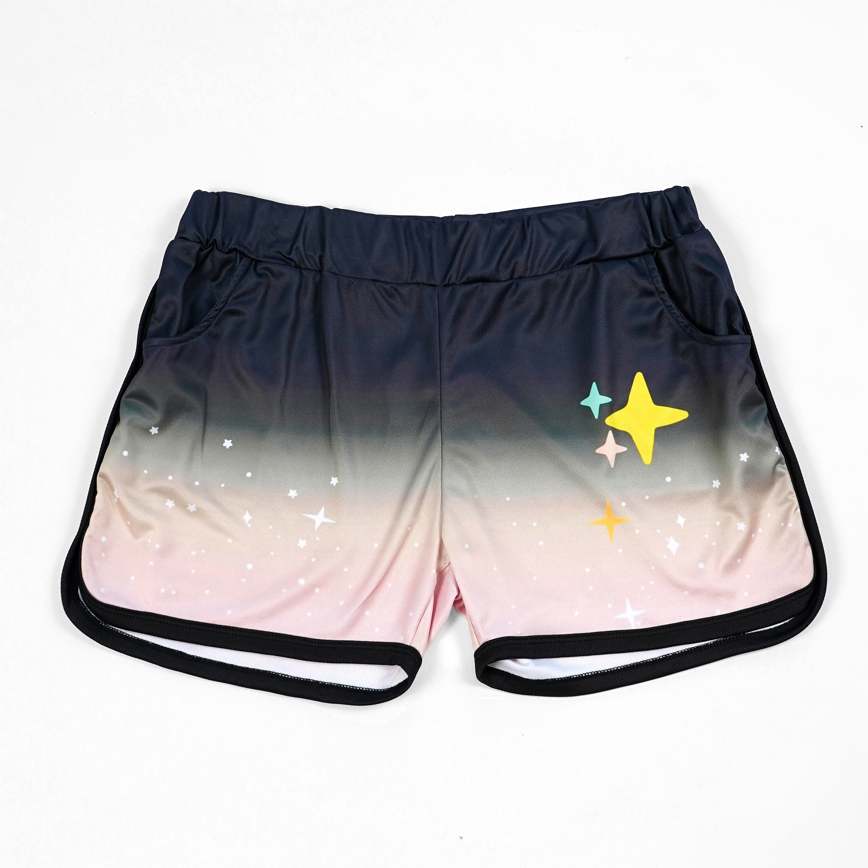 Modakawa Gradient Star Print Casual Shorts - Black&Yellow - 5XL - image 1
