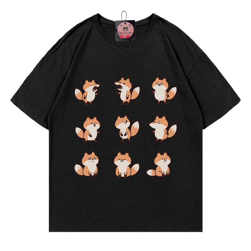 Fox Print Modakawa T-shirt - Black - 5XL - image 3