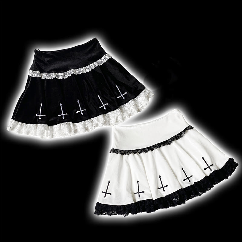 Lace Cross Flounce Skirt - image 1