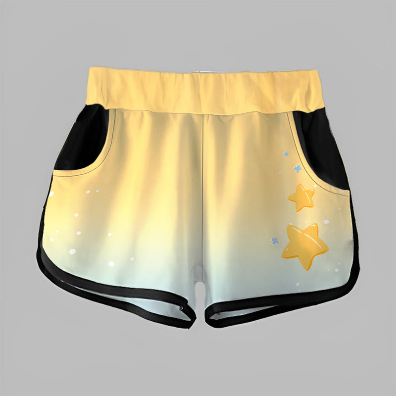  Gradient Star Print Modakawa Shorts - Yellow - 3XL - image 1