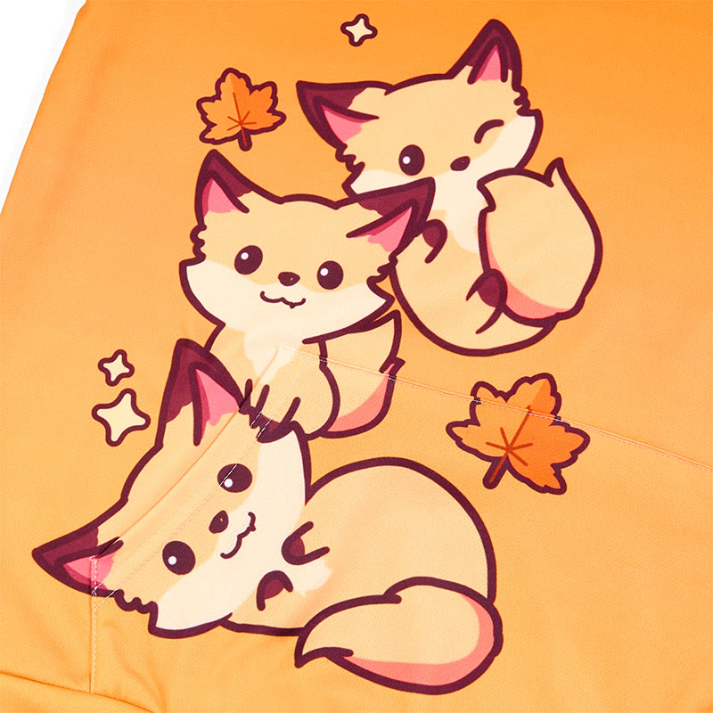 Modakawa Gradient Fox Letter Print Loose Hoodie - image 2