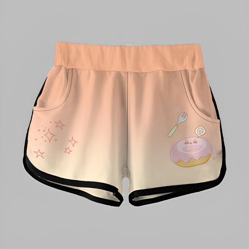 Gradient Donut Star Print Casual Shorts - Peach - 5XL - image 1