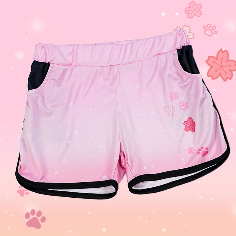  Gradient Sakura Kitty Paw Print Modakawa Shorts - Pink - 3XL - image 1