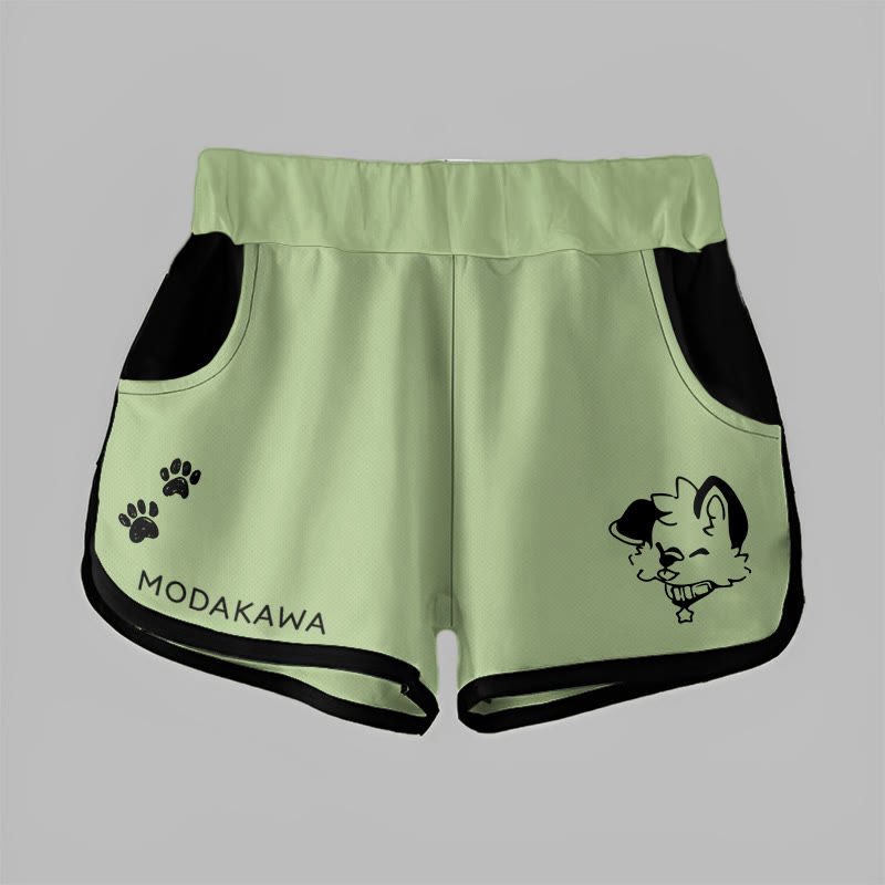 MODAKAWA X popipeko Gradient Puppy Print Casual Shorts - Green - 5XL - image 7