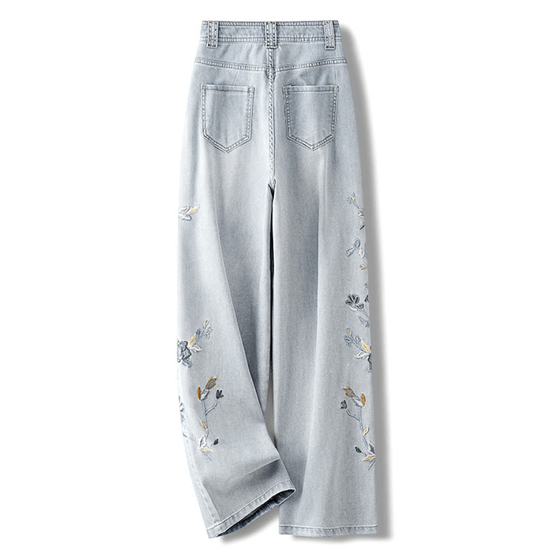 Flower Embroidery Casual Denim Pants - image 4