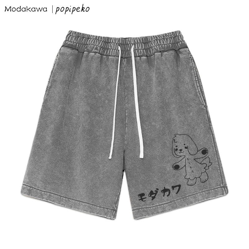 MODAKAWA X popipeko Puppy Pookie Print Vintage Washed Shorts - Grey - 3XL - image 2