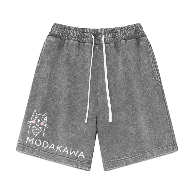 Kitty Print MODAKAWA Vintage Washed Shorts - Grey - 3XL - image 4