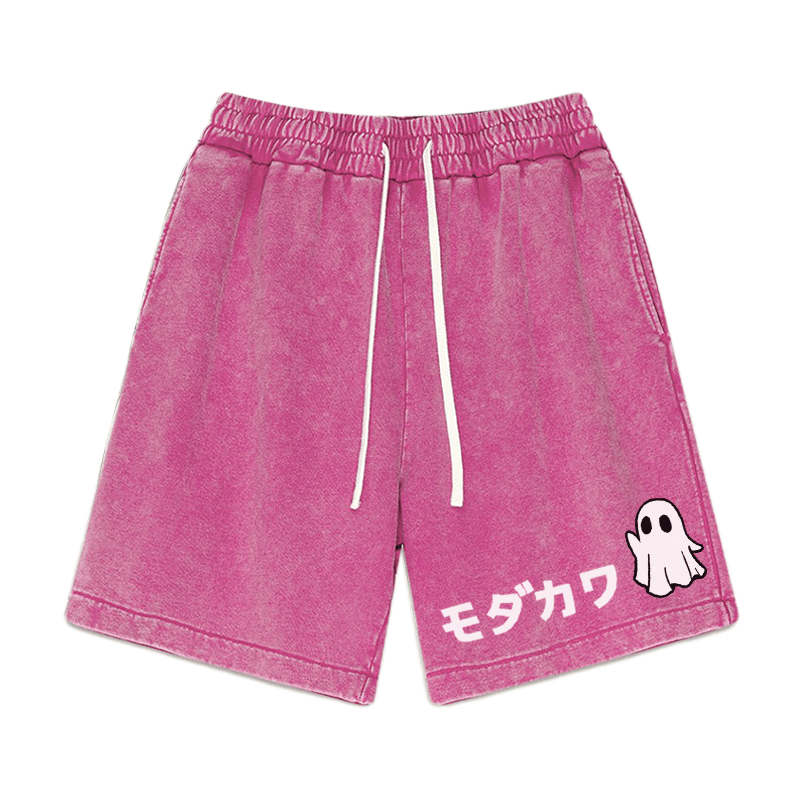 Ghost Print MODAKAWA Vintage Washed Shorts - Rose Red - 3XL - image 5