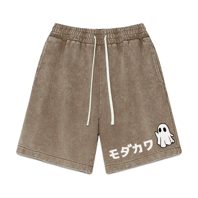 Ghost Print MODAKAWA Vintage Washed Shorts - Brown - 3XL - image 3