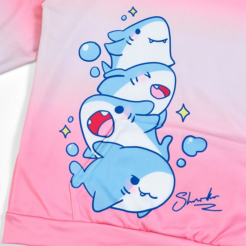 Modakawa Shark Letter Print Loose Hoodie - image 12