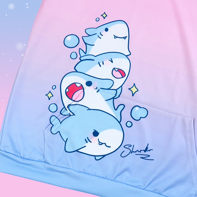 Modakawa Shark Letter Print Loose Hoodie - image 15