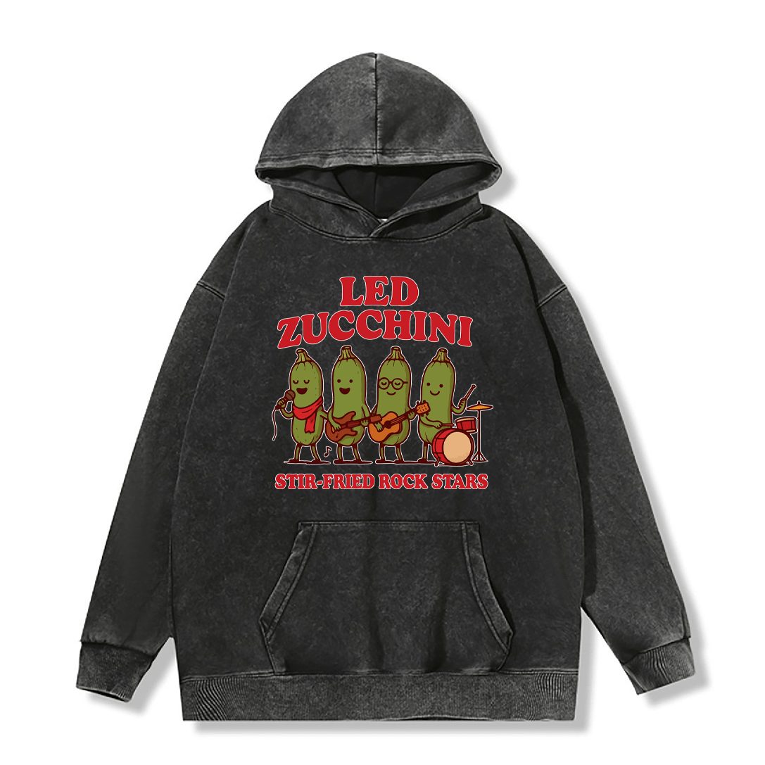 LED ZUCCHINI Unisex Vintage Washed Hoodie Band Graphic Pullover - Black - 2XL - image 2