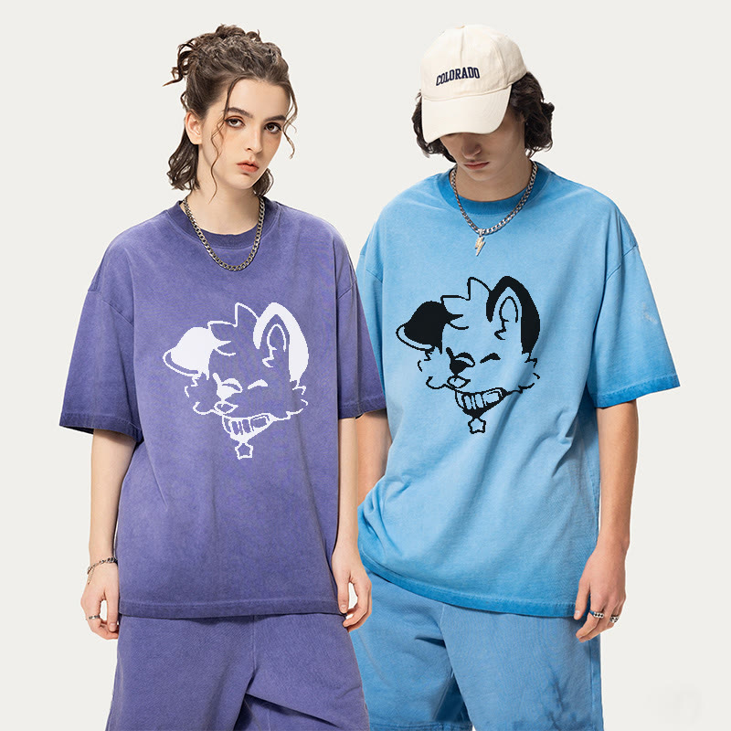 MODAKAWA X popipeko Puppy Graphic Unisex Vintage Washed T-Shirt - image 1