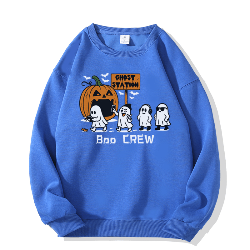 BOO CREW Pumpkin Ghost Graphic Round Collar Sweatshirt - Klein Blue - 5XL - image 8