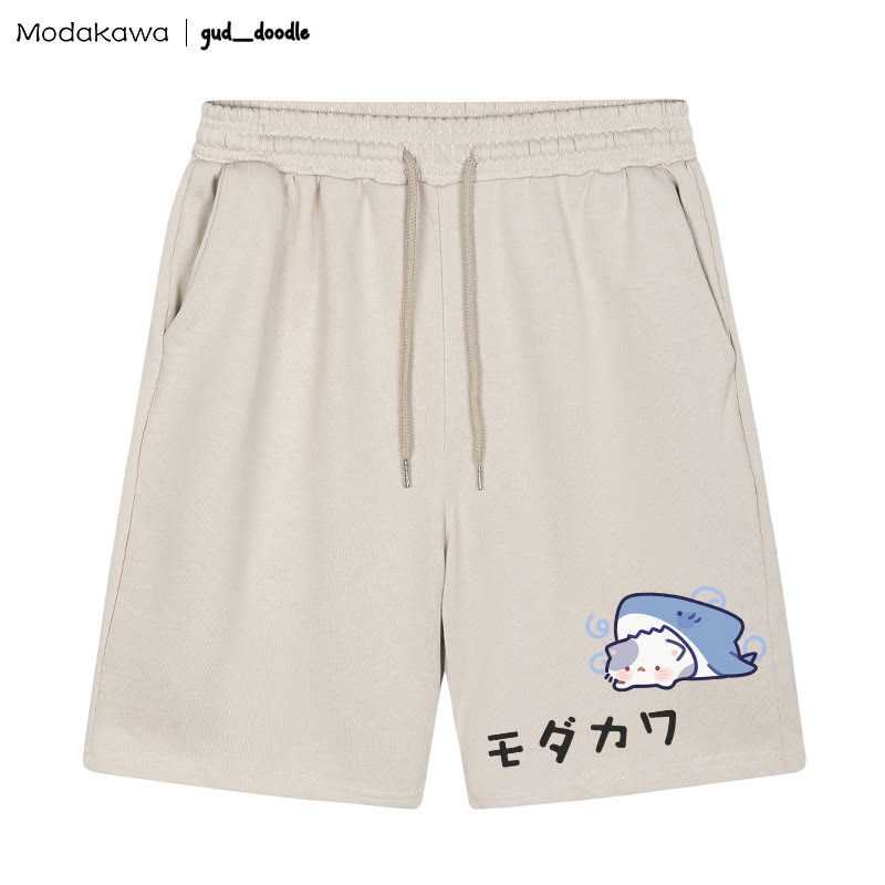MODAKAWA x gud_doodle Shark Kitty Graphic Shorts - Apricot - 5XL - image 2
