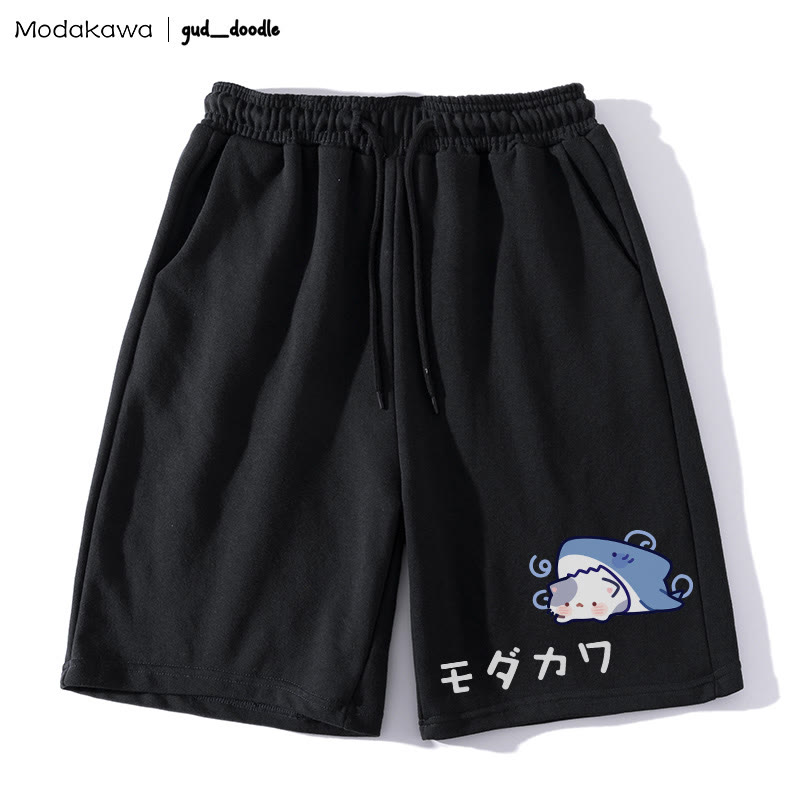 MODAKAWA x gud_doodle Shark Kitty Graphic Shorts - Black - 5XL - image 1