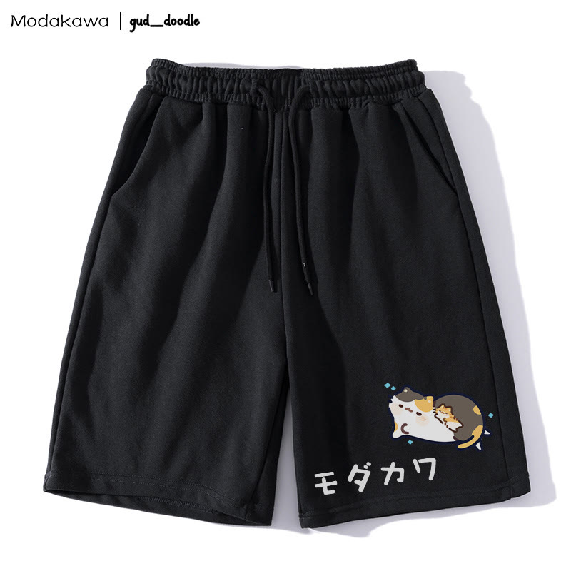 MODAKAWA x gud_doodle Kitty Graphic Shorts - Black - 5XL - image 2
