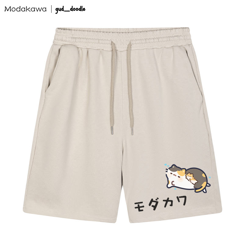 MODAKAWA x gud_doodle Kitty Graphic Shorts - Apricot - 5XL - image 1