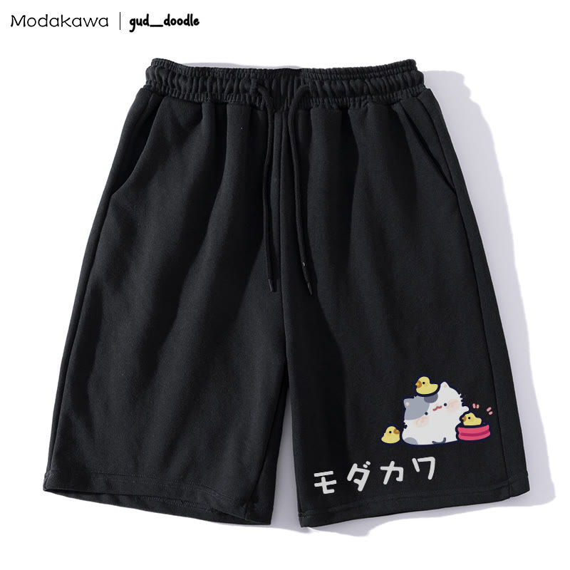 Kitty Chick Graphic Drawstring Shorts - Black - 5XL - image 2