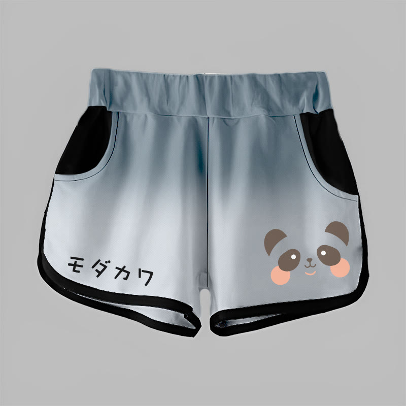 Gradient Bear Graphic MODAKAWA Shorts - Grey - 5XL - image 2
