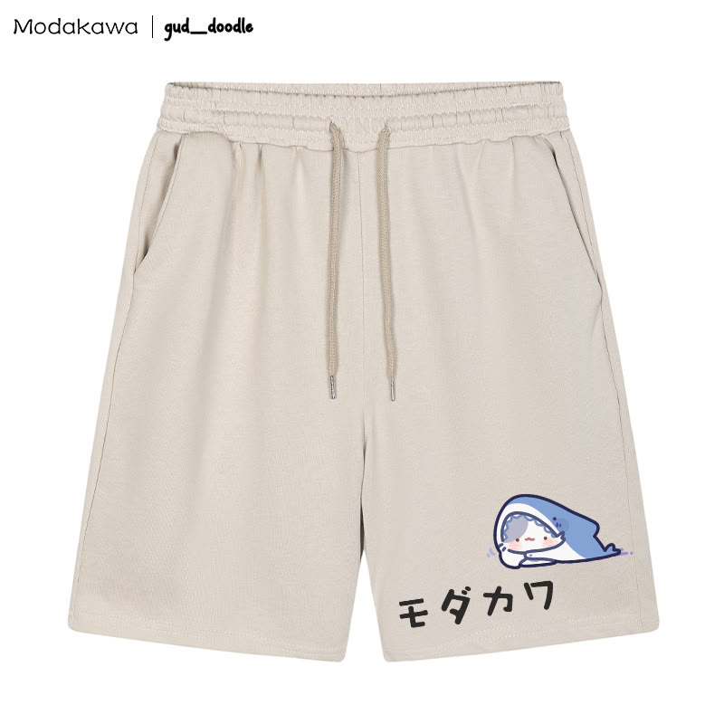 Shark Kitty Graphic Drawstring Shorts - Apricot - 5XL - image 2