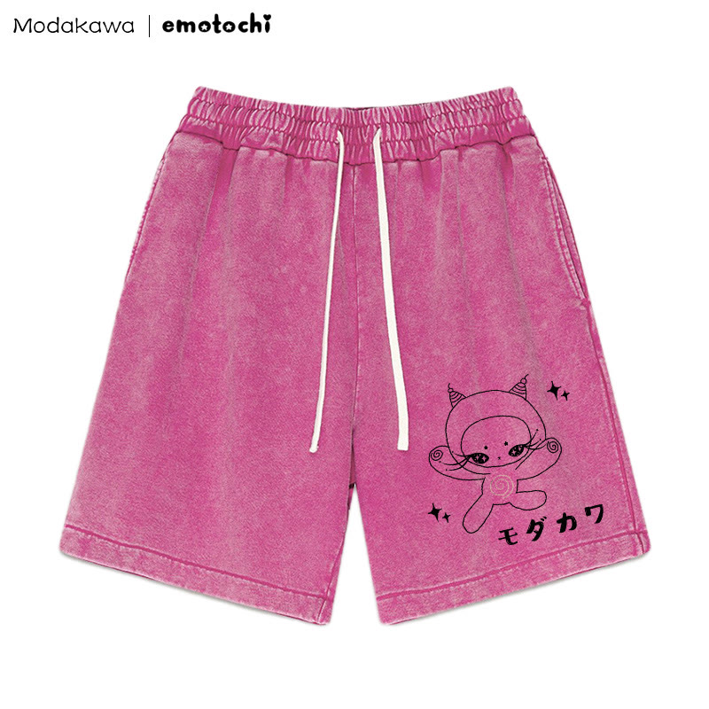 Kitty Star Graphic Vintage Washed Shorts - Rose Red - 3XL - image 1