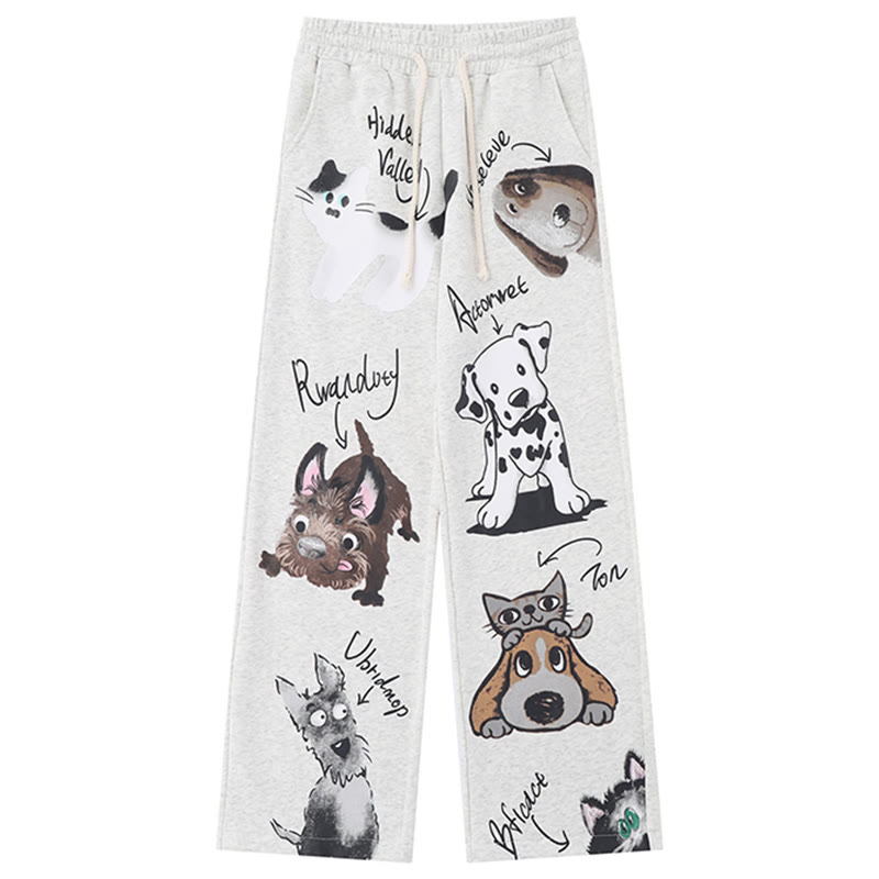 Puppy Kitty Print Pocket Pants - image 1