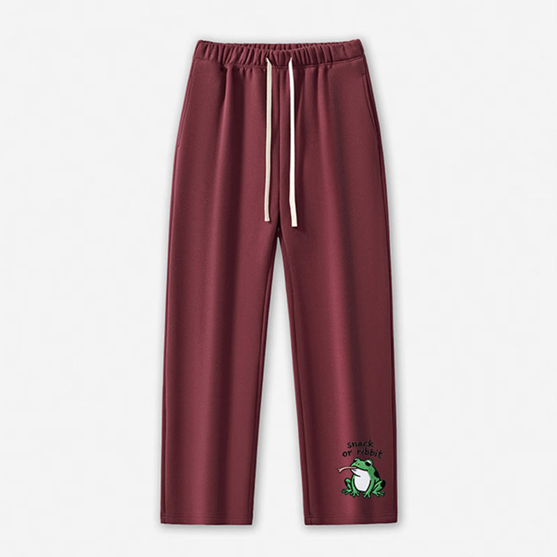 SNACK OR RIBBIT Frog Graphic Casual Pants - Dark Red - 5XL - image 9