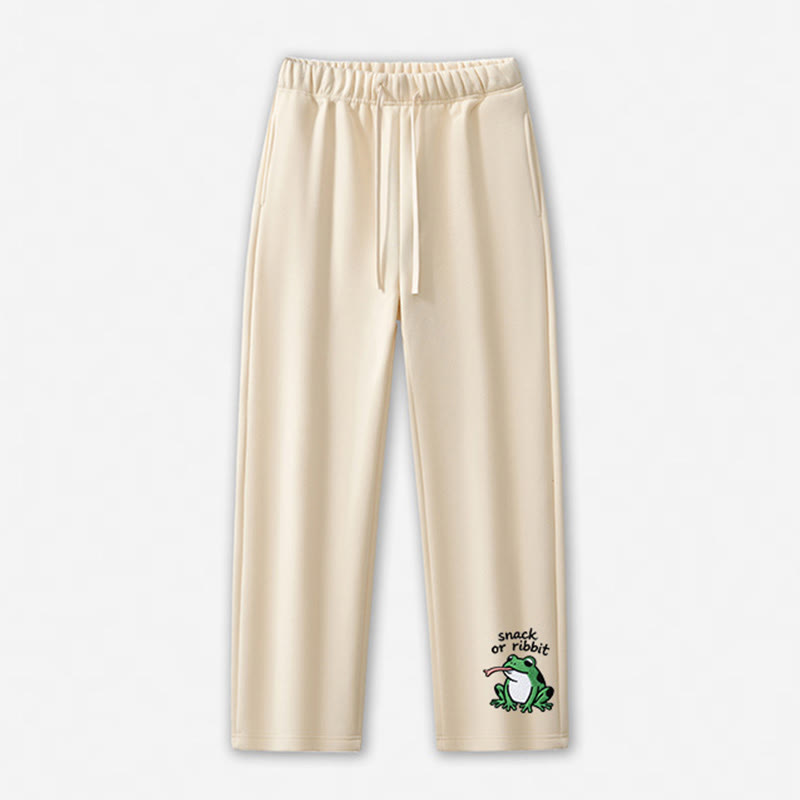 SNACK OR RIBBIT Frog Graphic Casual Pants - Apricot - 5XL - image 2
