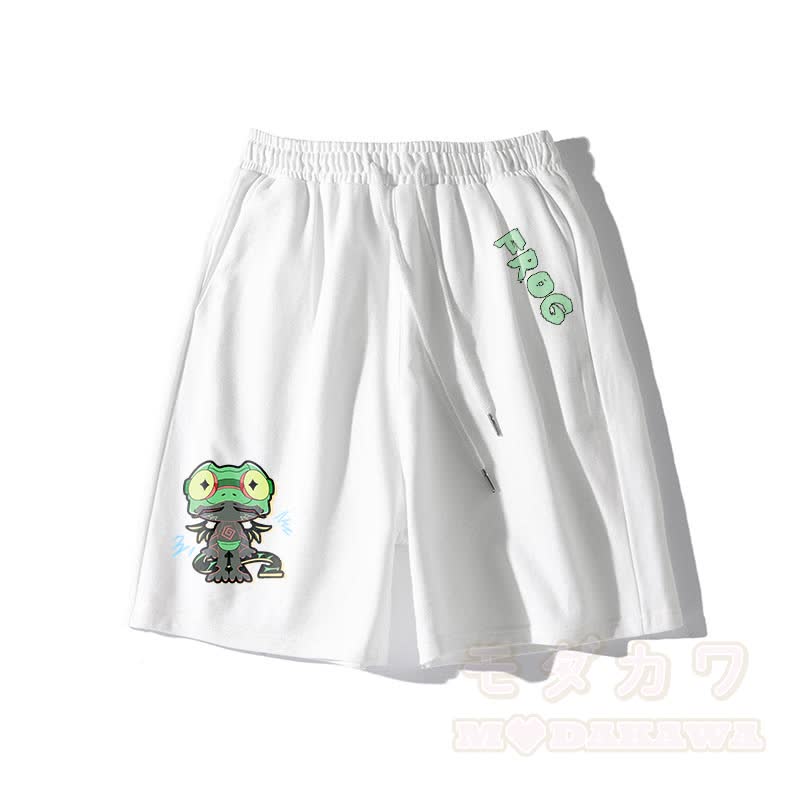 Funny Frog Graphic Dark Aesthetic Shorts - White - 5XL - image 2