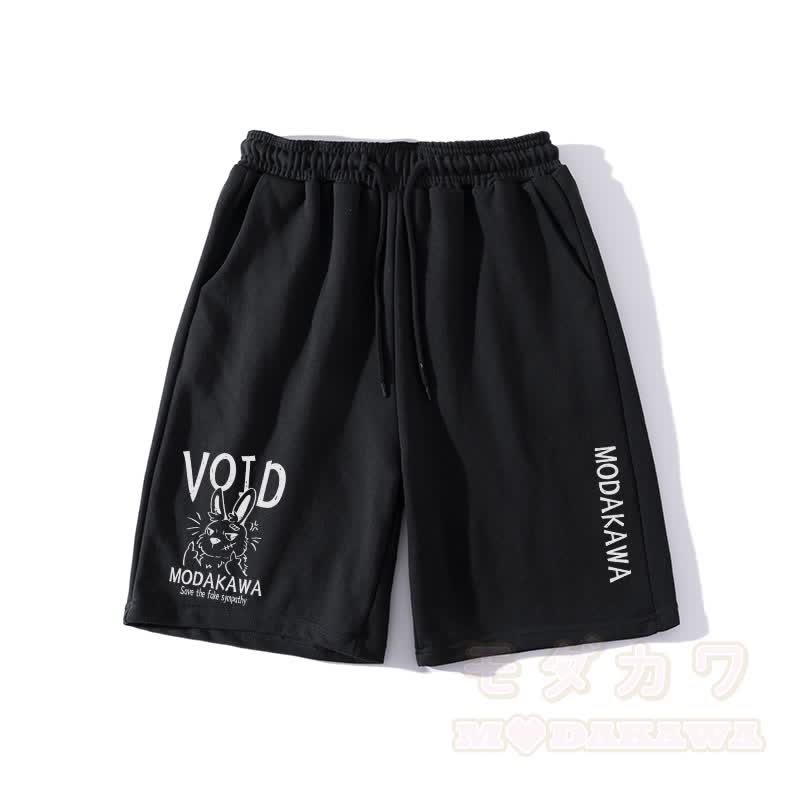 MODAKAWA VOID Grumpy Bunny Graphic Shorts - Black - 5XL - image 2