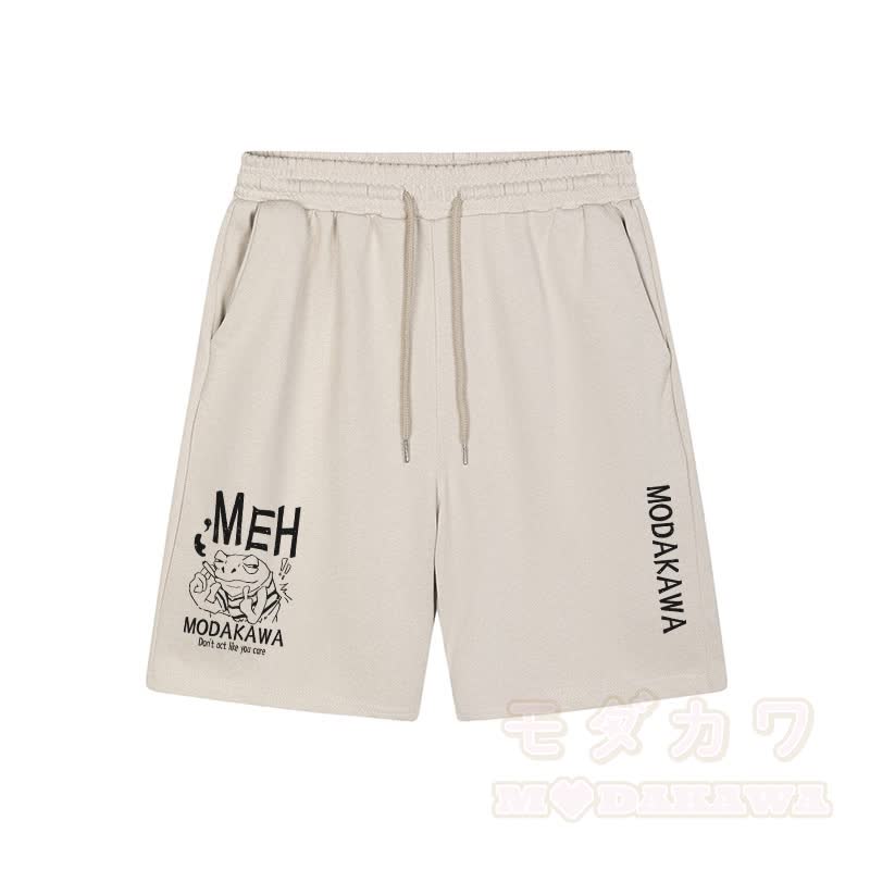 MODAKAWA MEH Grumpy Smoking Frog Graphic Shorts - Apricot - 5XL - image 1