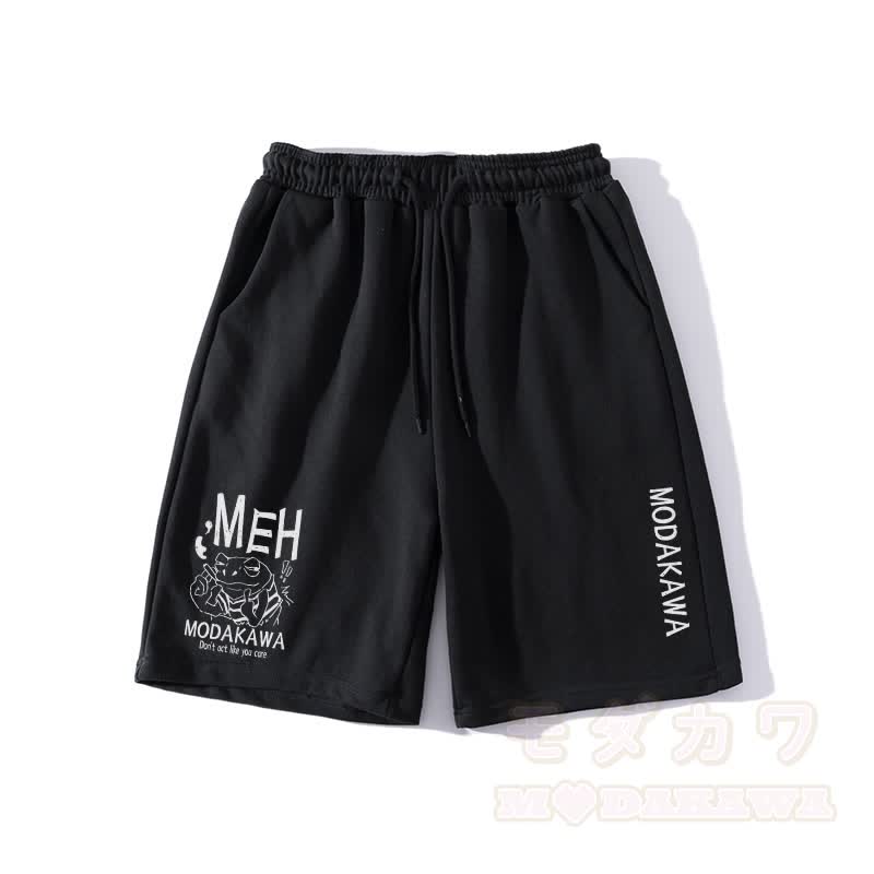 MODAKAWA MEH Grumpy Smoking Frog Graphic Shorts - Black - 5XL - image 3