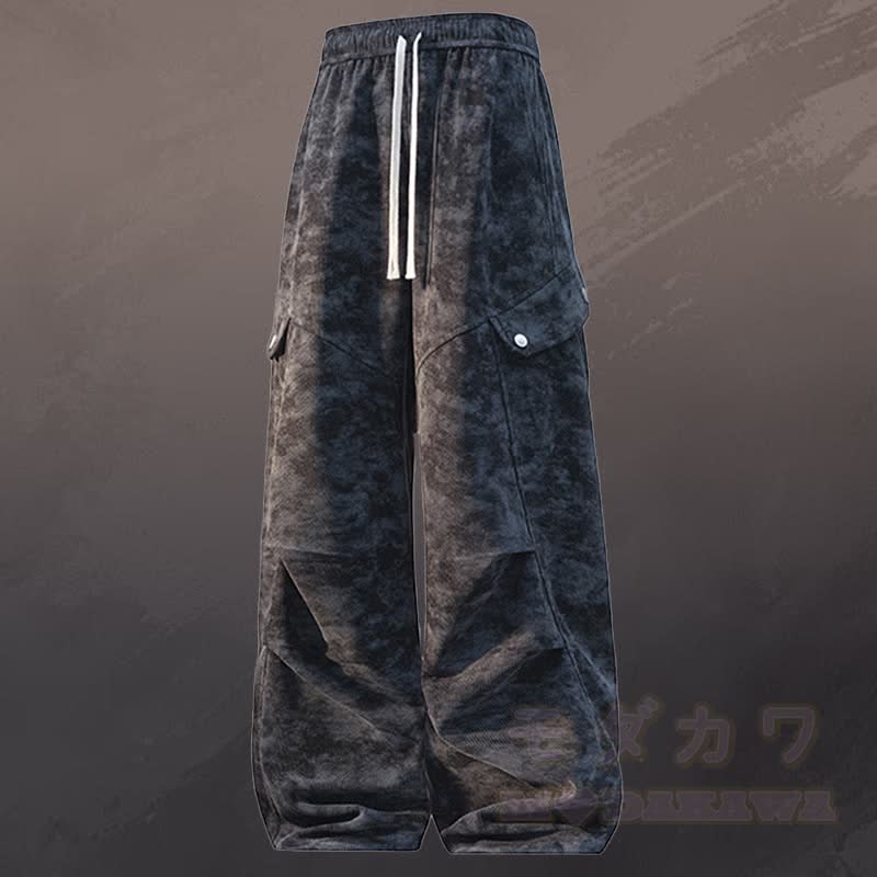 Tie-Dye Knit Sweater Cargo Pants Two Pieces - Black Pants - 3XL - image 8