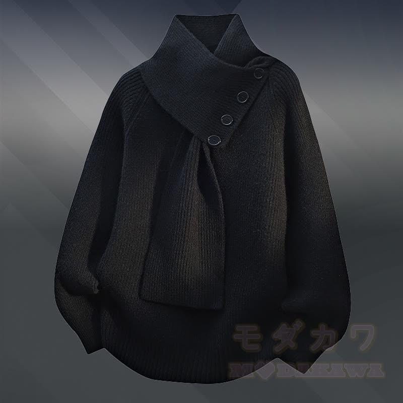 Knit Fleece Lined Sweater Denim Pants Two Pieces - Black Sweater - 3XL - image 10