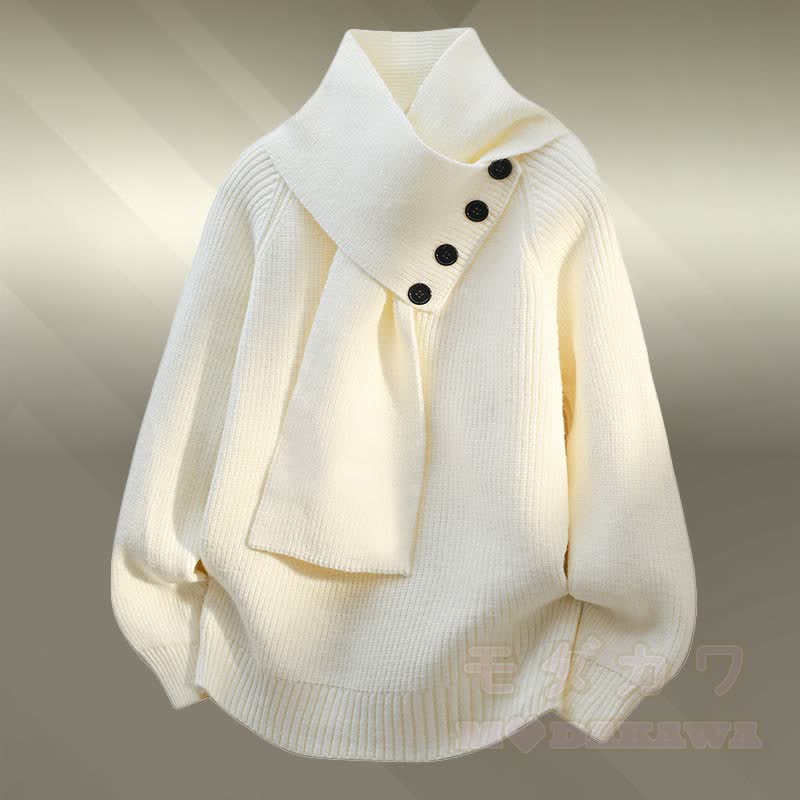 Knit Fleece Lined Sweater Denim Pants Two Pieces - Beige Sweater - 3XL - image 7