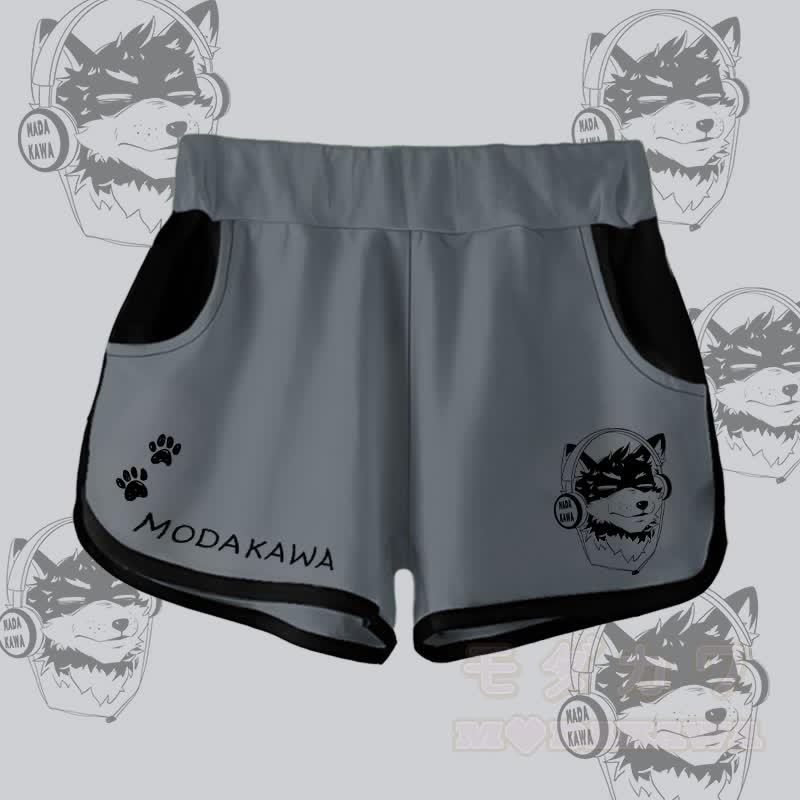 MODAKAWA Gradient Koda With Headphones Graphic Shorts - Dark Grey - 5XL - image 5