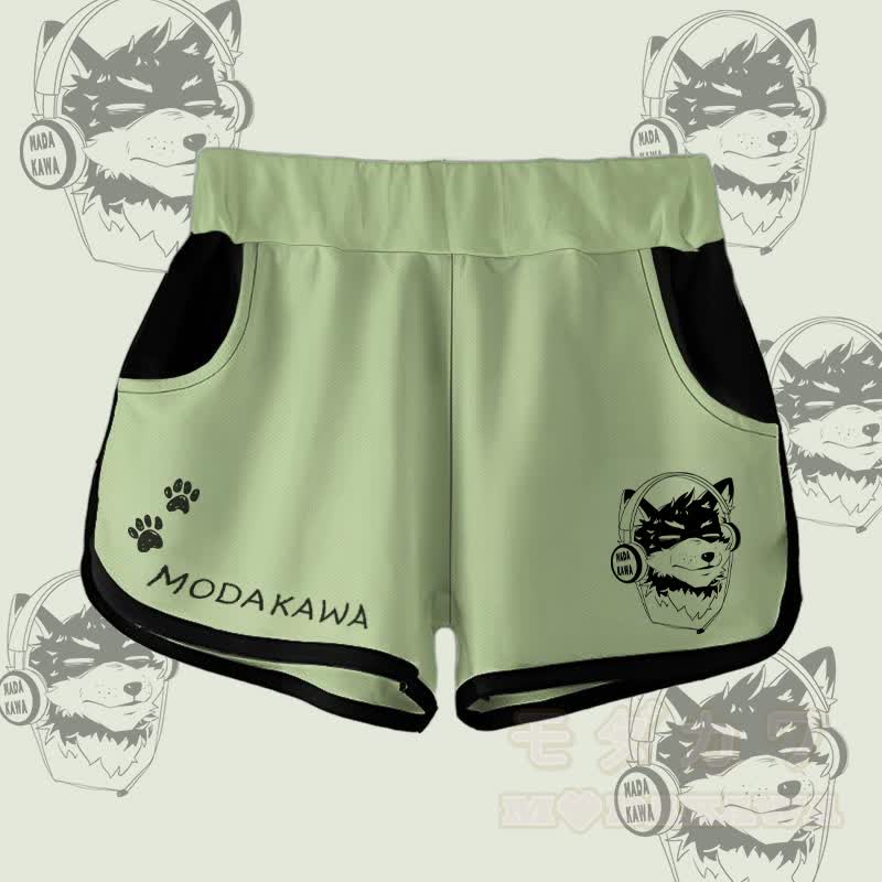 MODAKAWA Gradient Koda With Headphones Graphic Shorts - Green - 5XL - image 2