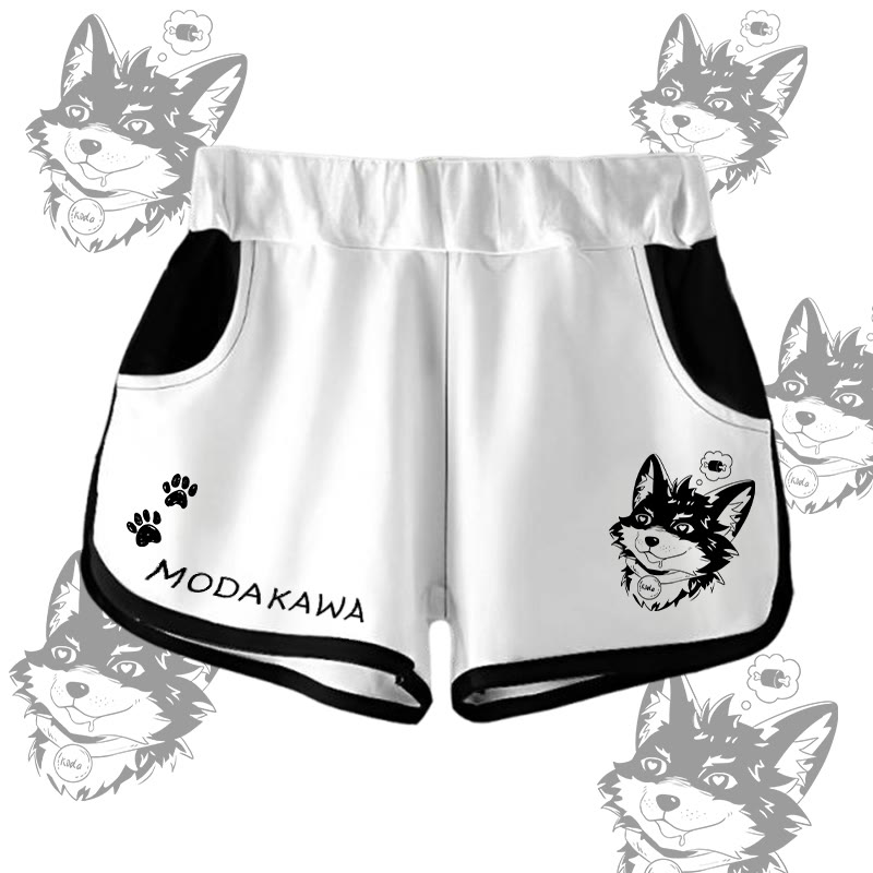 MODAKAWA Gradient Koda Thinking About Meat Graphic Shorts - White - 5XL - image 1