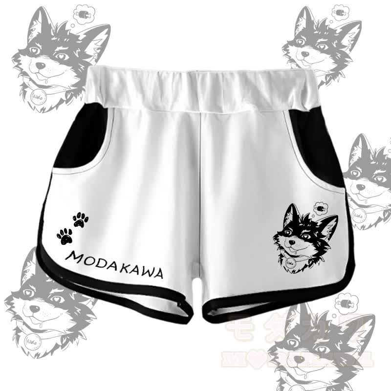 MODAKAWA Gradient Koda Thinking About Meat Graphic Shorts - White - 5XL - image 1